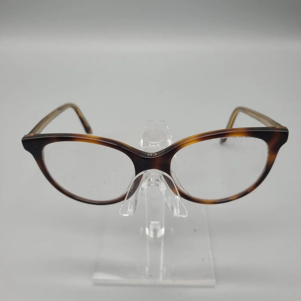 Christian Dior Montaigne 16 Eyeglasses Dark Havana Tortoise Gold Cat Eye Frames